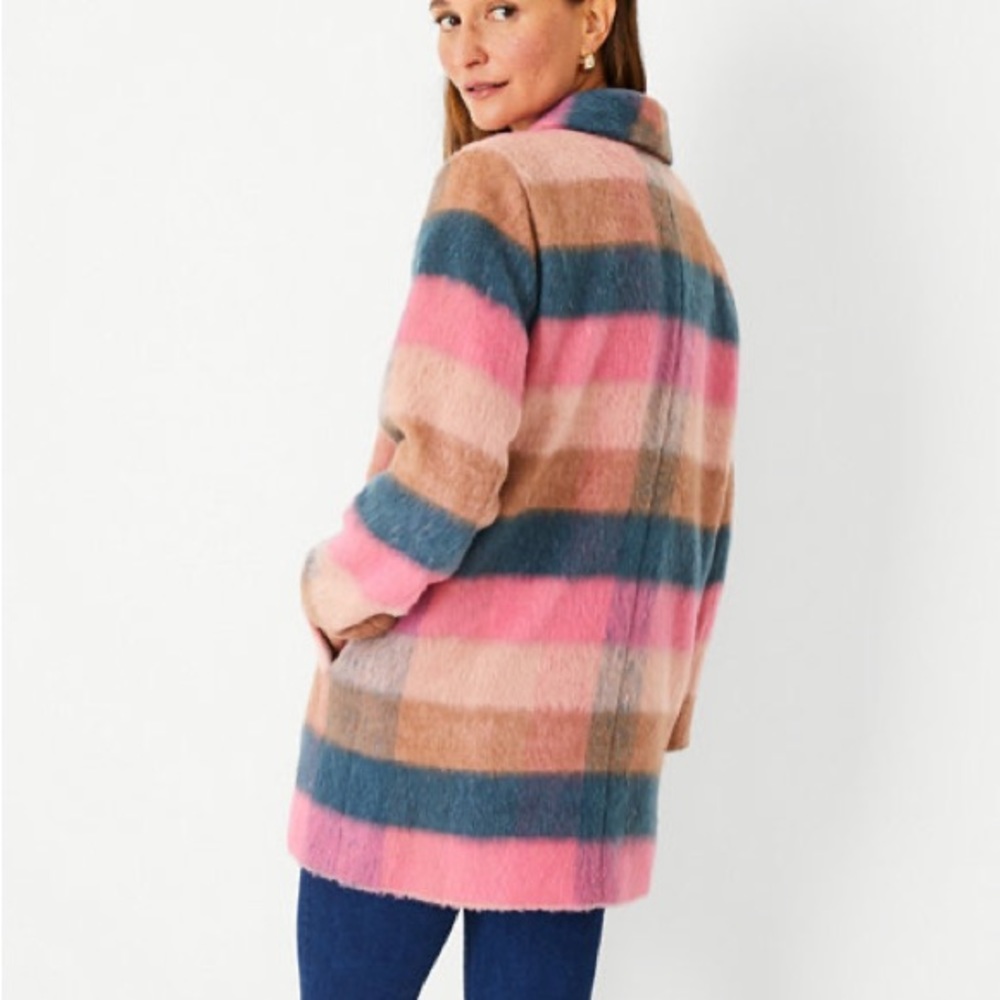 Ann Taylor Checked Boucle Cocoon Coat - Picture 4 of 7